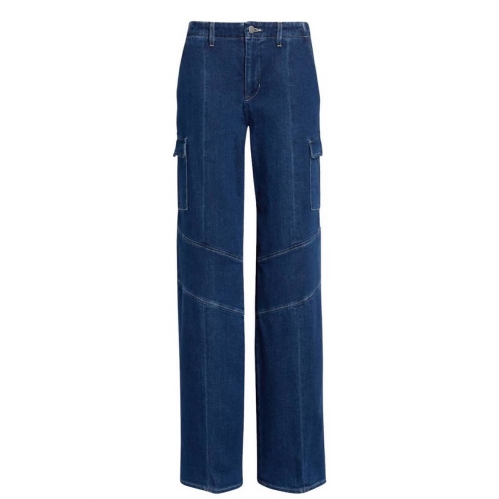 L’AGENCE Brooklyn Wide Leg Cargo Jean Barca Blue 28 High Rise Y2K Denim USA Made - Picture 9 of 15
